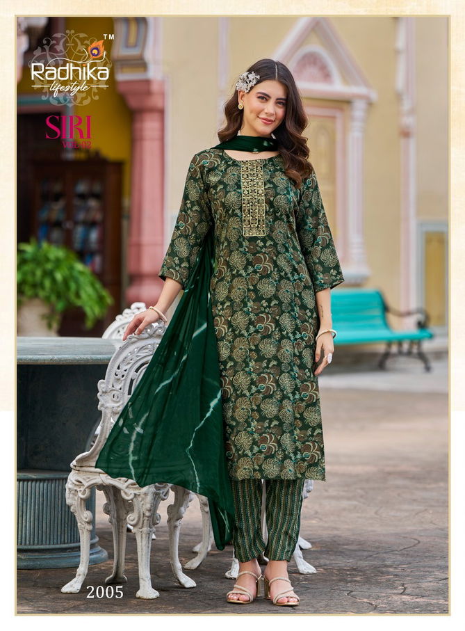 Siri Vol 2 By Radhika Rayon Capsule Foil Printed  Kurti With Bottom Dupatta Wholesale Online